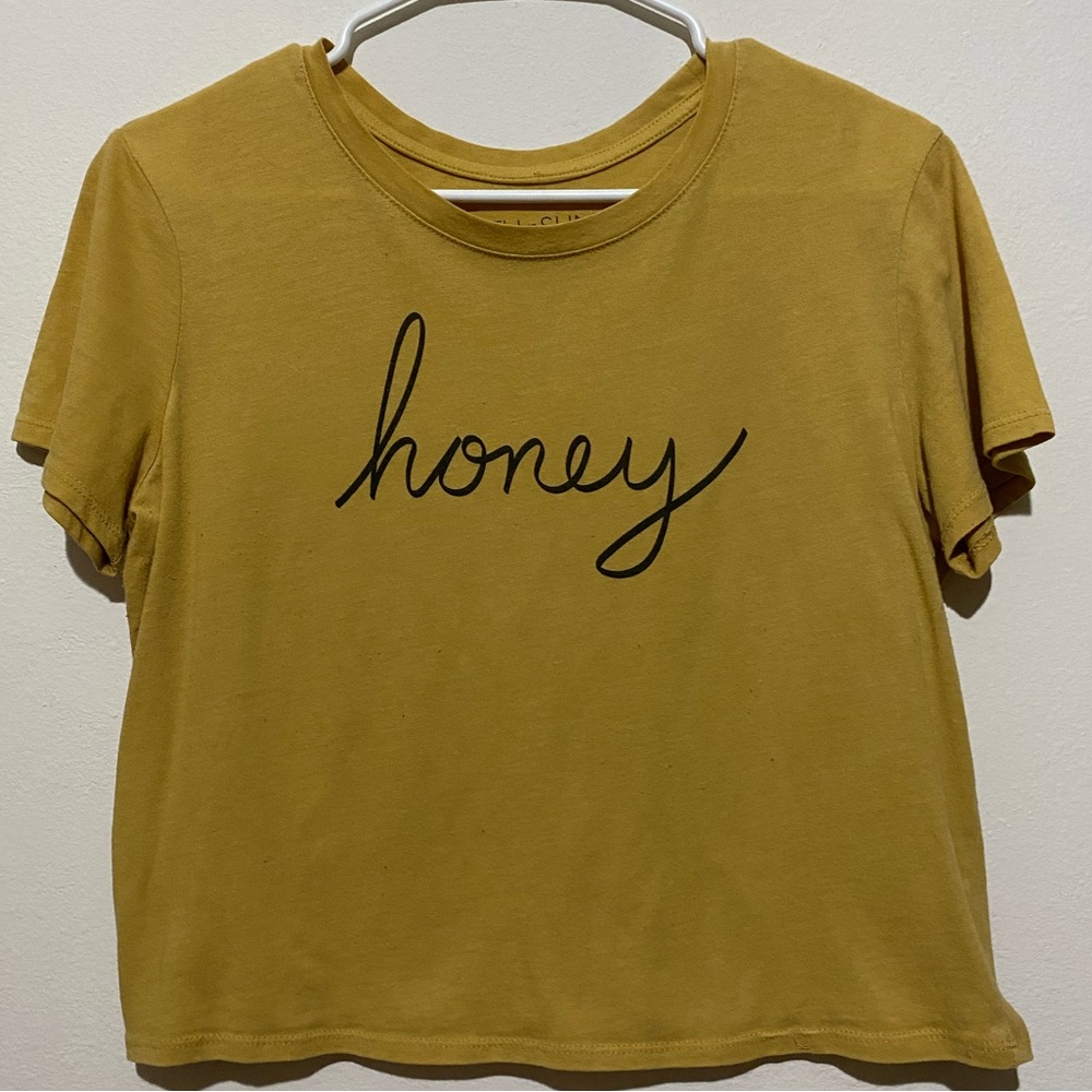 “Honey” shirt, mustard color, size large